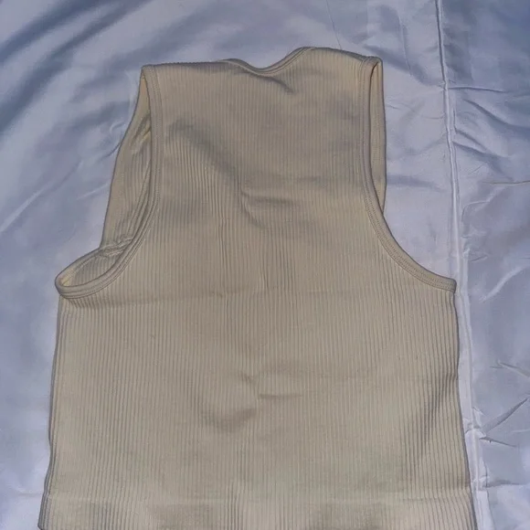 Cream Ribbed Tank Top - Picture 2 of 3